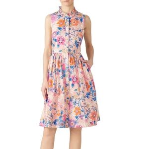 J Crew women Liberty Pavilion Floral Print Ruffle Neck Dress size 2